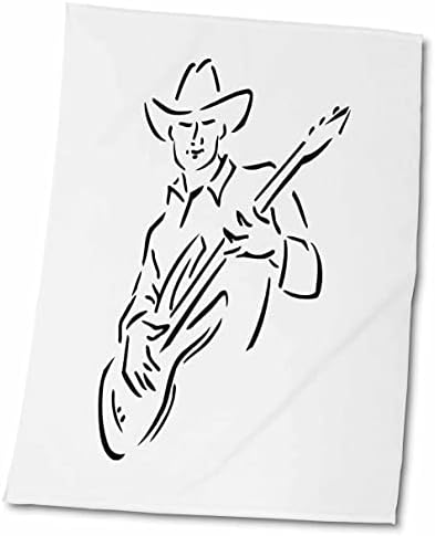 3dRose gitáros vázlat cowboy fekete - Törölköző (twl-176005-3)