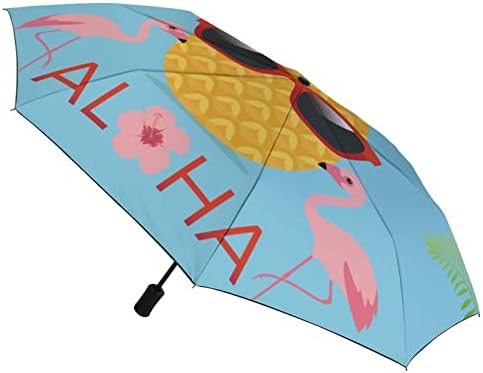 Aloha a Ananász, Flamingó Utazási Esernyő Szélálló 3 Redők Auto Nyitva Közel Összecsukható Esernyő a Férfiak Nők