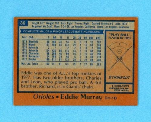 1978 Topps 36 Eddie Murray Baltimore Orioles Újonc Baseball Kártya E+-EM oc vlsm - Asztalon Baseball Kártyák