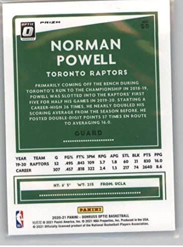 Norman Powell 2020-21 Optikai Fanatikusok Ezüst Hullám Prizm 50 NM - +-MT+ NBA Kosárlabda Raptor