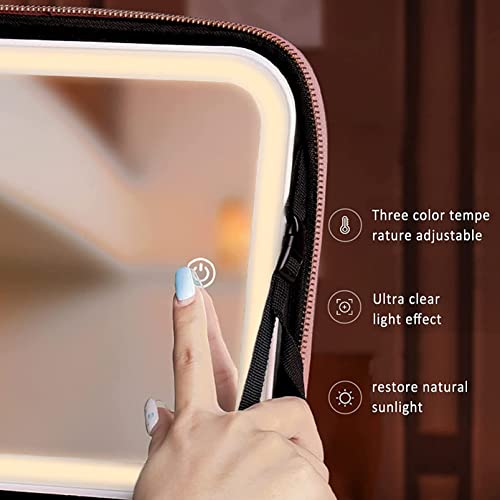 MAXTANG Belle&rose smink utazási táska fény tükör, Kozmetikai Vonat Esetében Cserélhető LED Világító Tükör Újratölthető 3