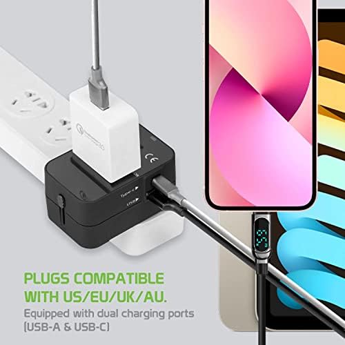 Utazási USB Plus Nemzetközi Adapter Kompatibilis a Samsung I9295 a Világszerte Teljesítmény, 3 USB-Eszközök c típus, USB-A