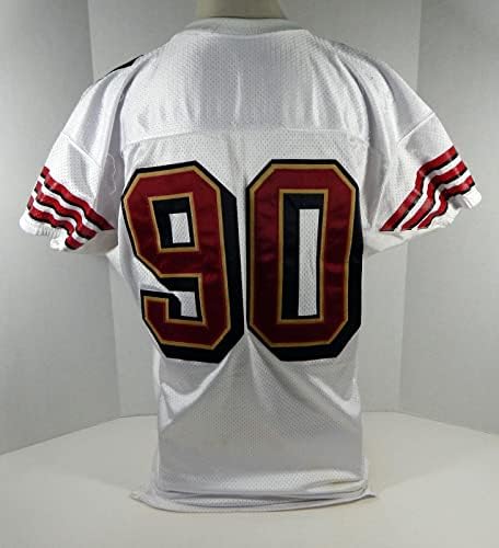 2002-ben a San Francisco 49ers 90 Játék Kiadott Fehér Jersey DP08209 - Aláíratlan NFL Játék Használt Mezek