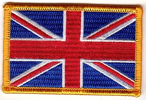 Egyesült Királyság Zászló Hímzett Javítás Arany Határ - 5 Pack