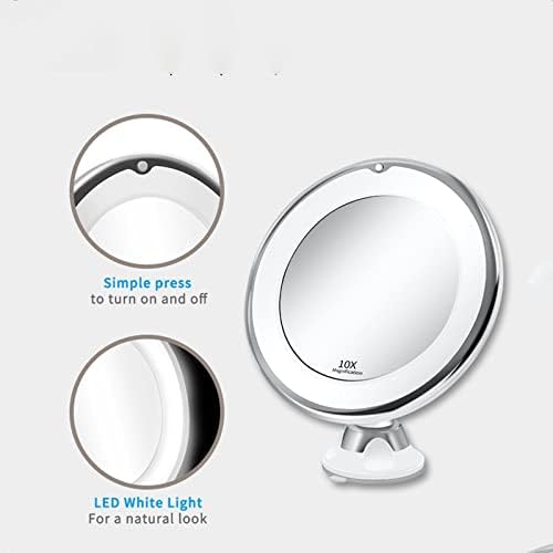 AHFAM Smink Tükör 3 Színben Világít 10X-es Nagyító LED-Smink Tükör Fény Rugalmas Tükör, sminktükör