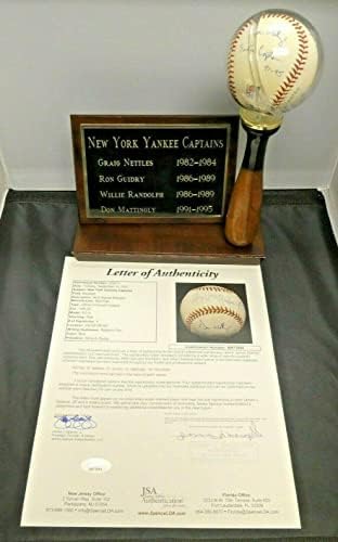 Yankees Kapitányok Aláírt Labdát a Csalán Guidry Mattingly Randolph Teljes SZÖVETSÉG Levelet - Dedikált Baseball