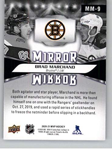 2020-21 Felső szint MVP tükör Tükör Variáció MM-9 Brad Marchand Boston Bruins NHL Jégkorong Trading Card