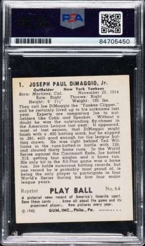 Joe Dimaggio Aláírt Aláírt 1940 Játszani RP 64 PSA DNS-Igazolt - Dedikált Baseball