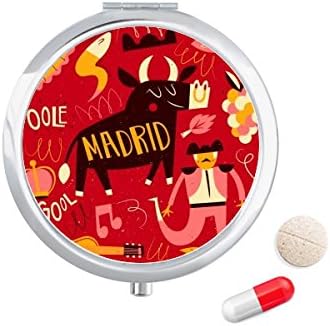 Madrid Spanyol Bikaviadal Zene Fiesta Tabletta Esetben Zsebében Gyógyszer Tároló Doboz, Tartály Adagoló