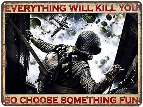 Fém Plakát Plakett Medal of Honor Airborne Mindent Megöl úgy döntenek, hogy Valami Vicces Plakát Adóazonosító Jel Poszter