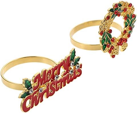 BESPORTBLE 2db Karácsonyi Szalvéta Gyűrű Boldog Karácsonyt Szalvéta Gyűrű Jogosultja Fém Strasszos Bling Szalvéta Csat Karácsonyra,