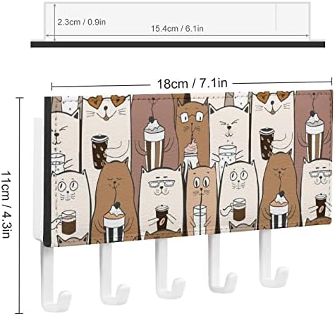 Vicces, Aranyos Macskák PU Bőr kulcstartó Fali Kampó Mail Szervező segítségével Rack Otthoni Dekoráció
