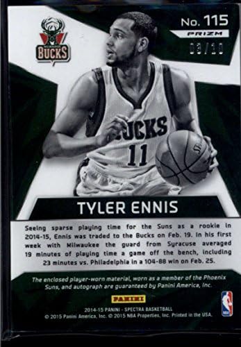 Tyler Ennis 2014-15-Ös Panini Spektrumok Újonc Mezek Autogramot Arany Prizms 115 Menta RC Jersey Auto /10 Kosárlabda NBA