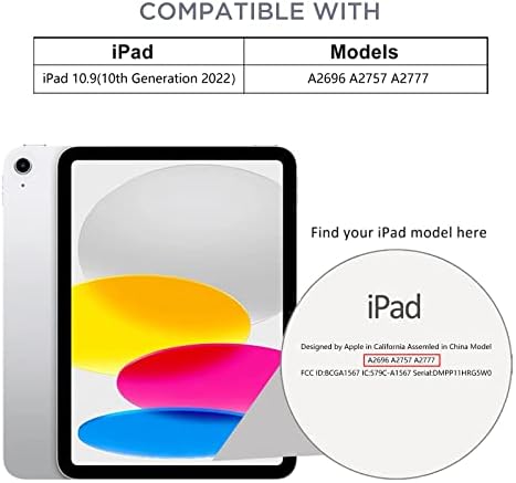 CASZONE iPad tok iPad 10 Generáció 10.9 2022 a tolltartó,Vékony Állni Fedezni iPad 10.9 inch,Csillogó TPU tok Auto Sleep/Wake