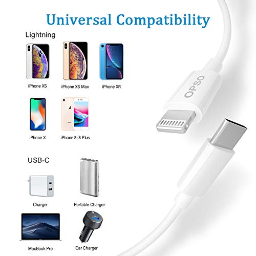 OPSO USB-C-Lightning Kábel 4ft, [Apple Mpi Hitelesített] iPhone 13 Töltő Kábel,Lightning-USB-C Kábel-Gyors Töltés Támogatja