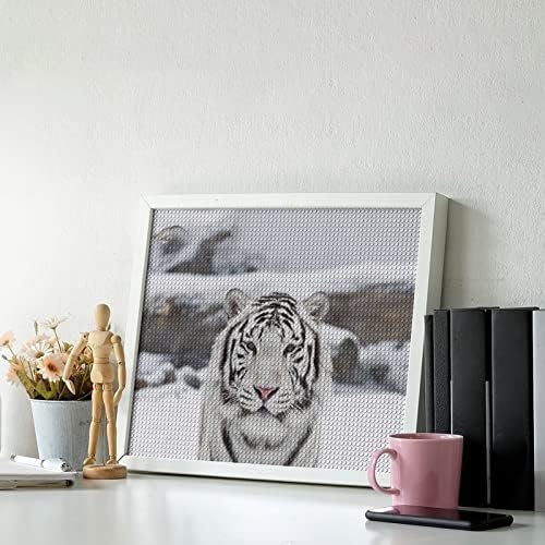 Fehér Tigris Hó Gyémánt Festmény Készletek 5D DIY Teljes Gyakorlat Strasszos Művészeti Fali Dekor, hogy a Felnőttek 16x20