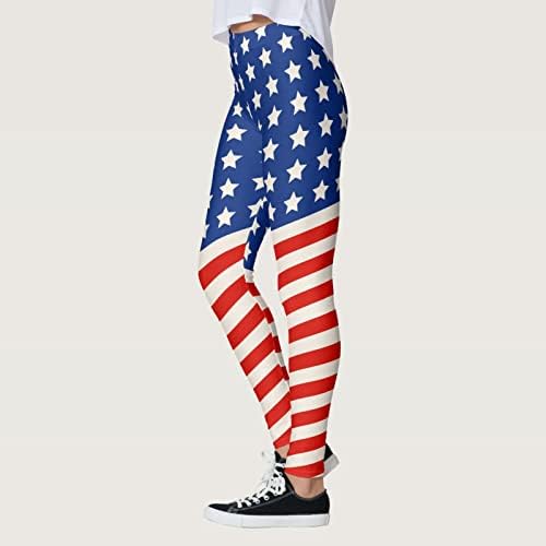 Július 4-én Leggings a Nők USA Zászló Magas Derekú Edzés Jóga Leggings Ultra Puha, Rugalmas, Kényelmes Edzés Fitness Nadrág
