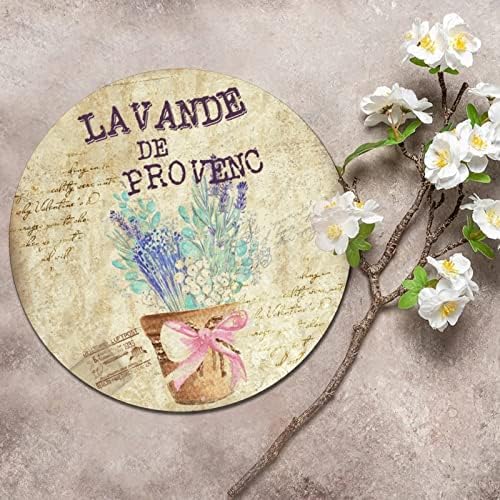 Kerek Fém Adóazonosító Jel Emléktábla francia Lavande De Provenc Provence-i Levendula Virágok Szüreti Koszorú Jel Fém Poszter
