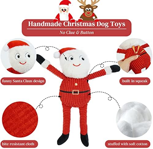 Kuoser 2 Csomag Kutya Játékaimat Karácsonyra, Pet-Plüss Játékok Aranyos Mikulás & Rénszarvas gumicsontot a Kicsi Közepes