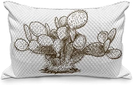 Ambesonne Kaktusz Steppelt Pillowcover, Antik Vázlatos Sivatagban Ültetvény Kézzel Rajzolt, Mint egy Sima Háttér, Standard