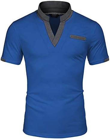 Férfi Állni Gallér Golf Pólók Gyors Száraz Polo Pólók Rövid Ujjú Henley T-Shirt Aktív Sport Slim Fit Tetejét