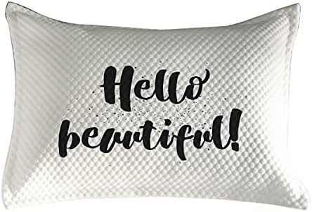 Ambesonne Helló Steppelt Pillowcover, Kézzel Rajzolt Betűkkel Design, Romantikus Inspiráló Szavakat Nyomtatás Fekete, Apró