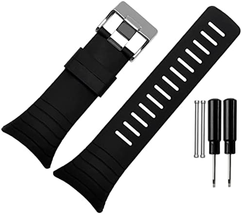 KKFAUS Okos Szilikon watchband a SUUNTO CORE Gumi heveder karkötő karkötő 35 mm-es fekete biztonsági öv tartalmaz Csavarok,