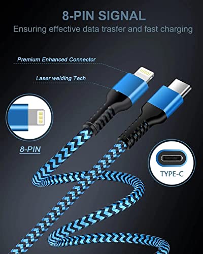 USB-C-Lightning Kábel 3ft/5pack, USB-C Apple Certified Kábel Gyors Töltés iPhone 14 Pro Max 13 12 11 Se X Xs Plusz, Cargador
