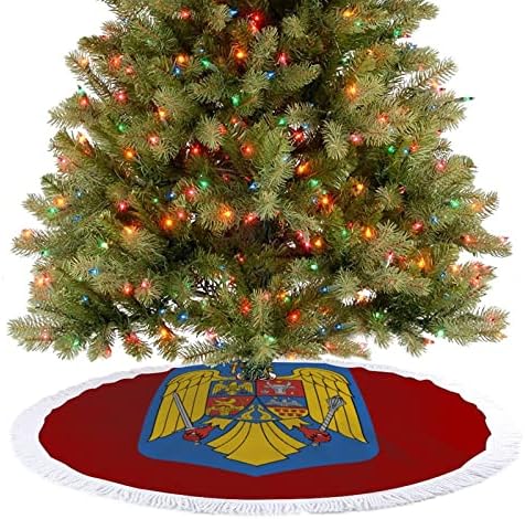 Kabát Karok Románia karácsonyfa Szoknya, Piros Kör karácsonyfa Szoknya Rojtos Széle Beltéri Kültéri Udvaron Dekoráció