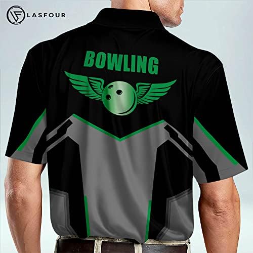 LASFOUR Bowling Ingek Férfiak számára, Bowling Mezek a Férfiak számára, a Férfi Teke pólóing, Rövid Ujjú, Vicces Bowling