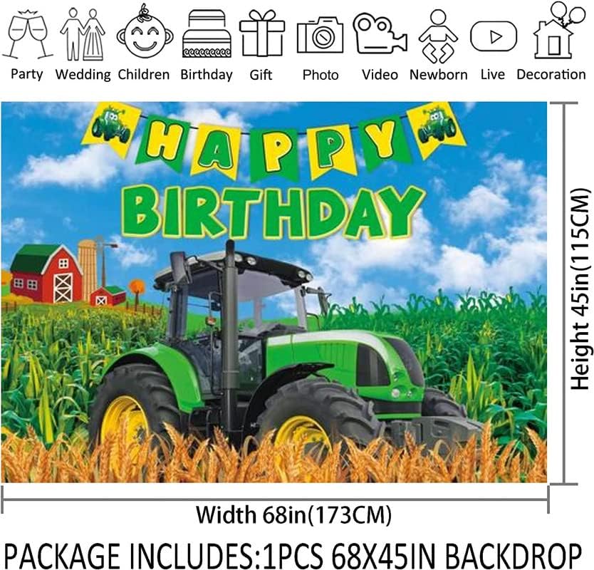Swepuck 68x45inch Szövet Zöld Traktor Szülinapi Háttérben Gyerekek Farm Téma Fotózás Háttér Boldog 1. Parti Dekoráció, Kellékek