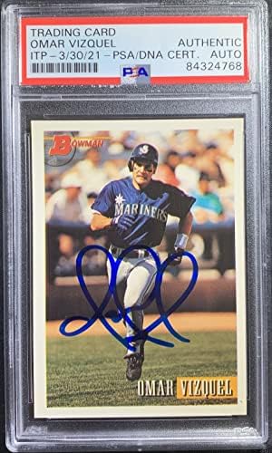 Omar Vizquel auto kártya 1993 Bowman 599 MLB Seattle Mariners PSA Tokozott