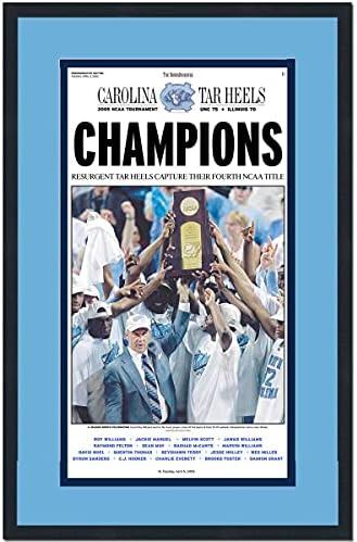 Keretes News & Observer UNC Észak-Karolina Tarheels 2005 NCAA Nemzeti Bajnokok 17x27 Újság Címlap Fotó Szakmailag Gubancos