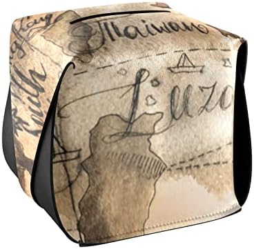 Évjárat Térkép Akvarell Szövet Borító Téglalap alakú Bőr Szövet Doboz tartó Kezelni papírzsebkendő Adagoló Fürdőszoba Hiúság
