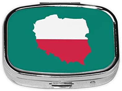 2018 Lengyelország Zászló, majd a Térkép Tér Mini Tabletta Doboz Utazási Gyógyszer Rekeszek Szervező Hordozható Fém Tabletta