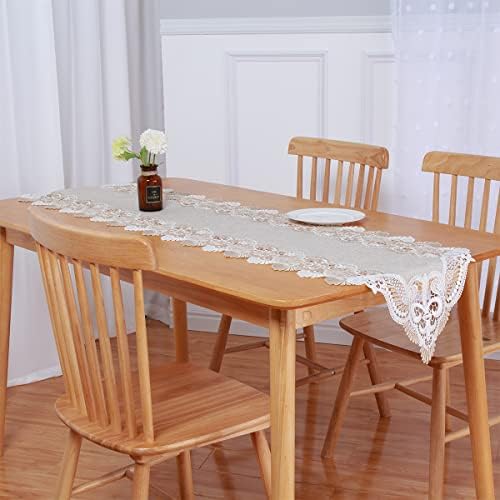 Kézzel készített Pamut Szövött Makramé asztali Futó, Romantikus Hímzett asztali futó Rusztikus Csipke Esküvői Buli Kávé Étkező