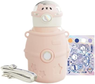 Litex Gyerekek Üveg Vizet Termosz a 3-15 - 17 Oz BPA-mentes Szalma - Aranyos Újrafelhasználható Vákuumos Termosz - Állítható