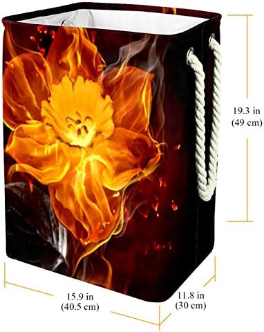 MAPOLO Szennyesben Tűz Virág Összecsukható Vászon Szennyes Tároló Kosár fogantyúval, Levehető Zárójelben Jól Tartja Vízálló