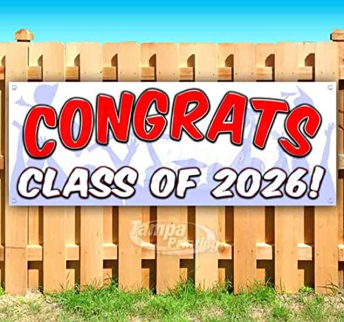 Gratulálok Osztály 2026! Banner 13 oz | Nem-Szövet | nagy teherbírású Pvc Egyoldalas Fém Fűzőlyukak