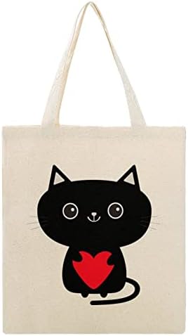 Fekete Macska Vászon Táska Újrafelhasználható Bevásárlás Táska válltáska Utazási Iroda