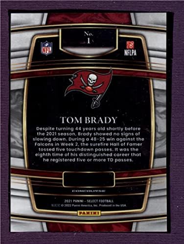 2021 Panini Válassza 1 Tom Brady Csarnok Tampa Bay Buccaneers NFL Labdarúgó-Trading Card