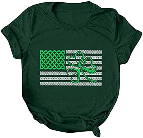 Ír-Amerikai Zászló Írország Zászló Szent Patrik Napi Ajándék Szerencsés T-Shirt Rövid Ujjú Shamrock Nyomtatás Póló Lóhere