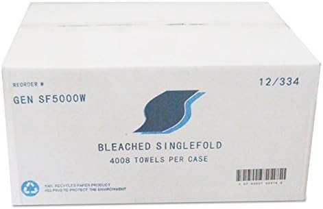 Gen Sf5000w Single-Szeres Papírtörlő, 9 X 9.45, Fehér, 334/Csomag, 12 Csomag/Karton