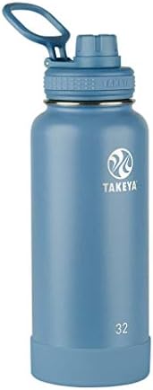 Takeya Aktív Szigetelt Rozsdamentes Acél Víz Üveg Kiöntő Fedél, 32 Uncia, Bluestone
