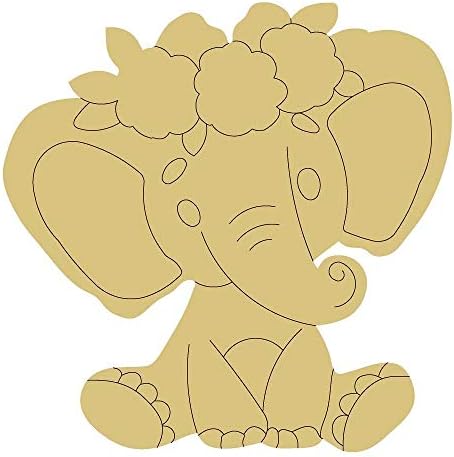 Elefánt Design Vonalak által Kivágott Befejezetlen Fa, Állat, Gyerek Szoba Ajtó Fogas MDF Alakú Vászon Stílus 6 Art 1 (24)