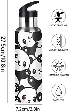 ATTX Aranyos Rajzfilm Panda Víz Üveg Szalmával, 22OZ Sport Víz Üveg BPA Mentes Rozsdamentes Acél vizeskorsó a Tornaterem,a