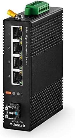 MokerLink 5 portos Gigabit Ipari DIN-Rail Hálózati Kapcsoló, 4 Gigabit Ethernet, 1 Gigabit SFP Nyílásba úgy, hogy 20 KM-LC