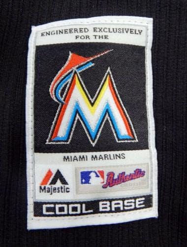 2014-16 Miami Marlins Andy Haines 19 Játékban Használt Fekete Jersey ST BP 46 DP18450 - Játék Használt MLB Mezek