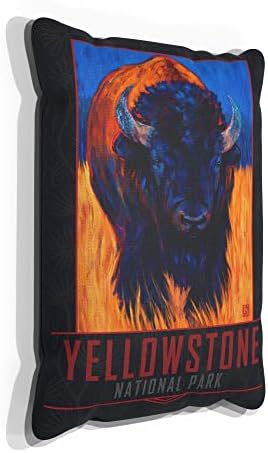 Yellowstone Magányos Bölény Vászon Párnát a Kanapé vagy Heverő Otthon & Iroda a Festmény a Művész Kari Lehr 13 x 19.