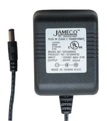 Jameco Reliapro DDU300050E9340 AC-DC Fali Adapter Egyetlen Kimeneti Transzformátor, 30V, 0.5 Erősítő, 15W, 2.9 x 2.3 x 1.9